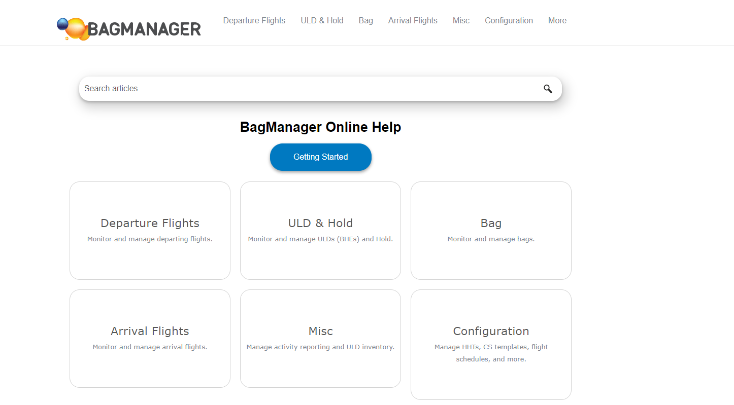 Bag Manager Online Help homepage