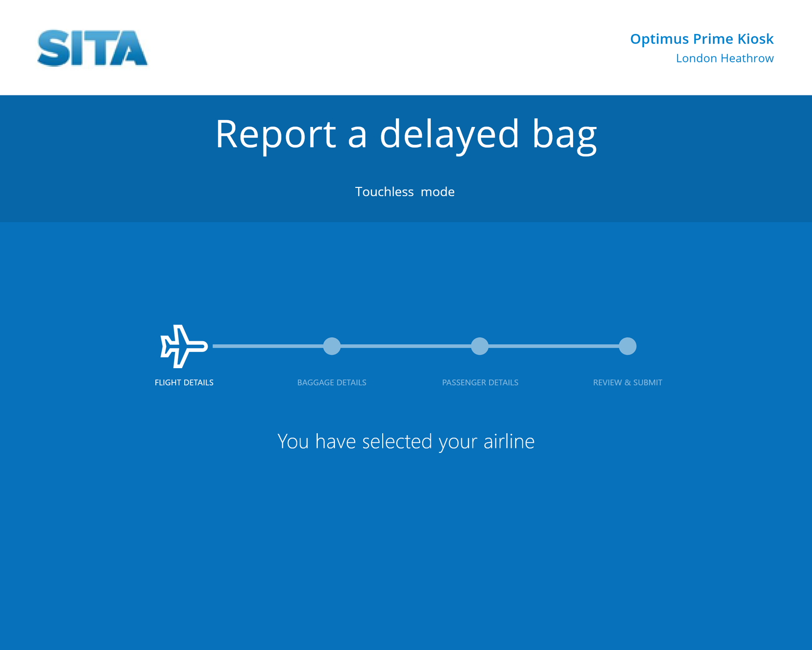 Kiosk step: confirmation of airline selection