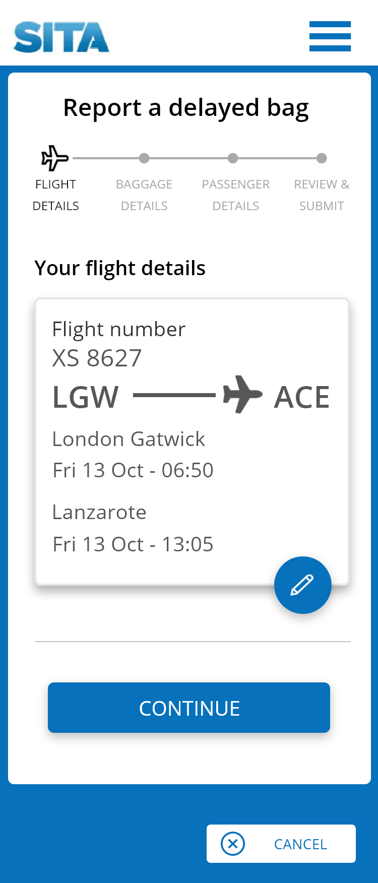 Mobile: view and confirm flight details